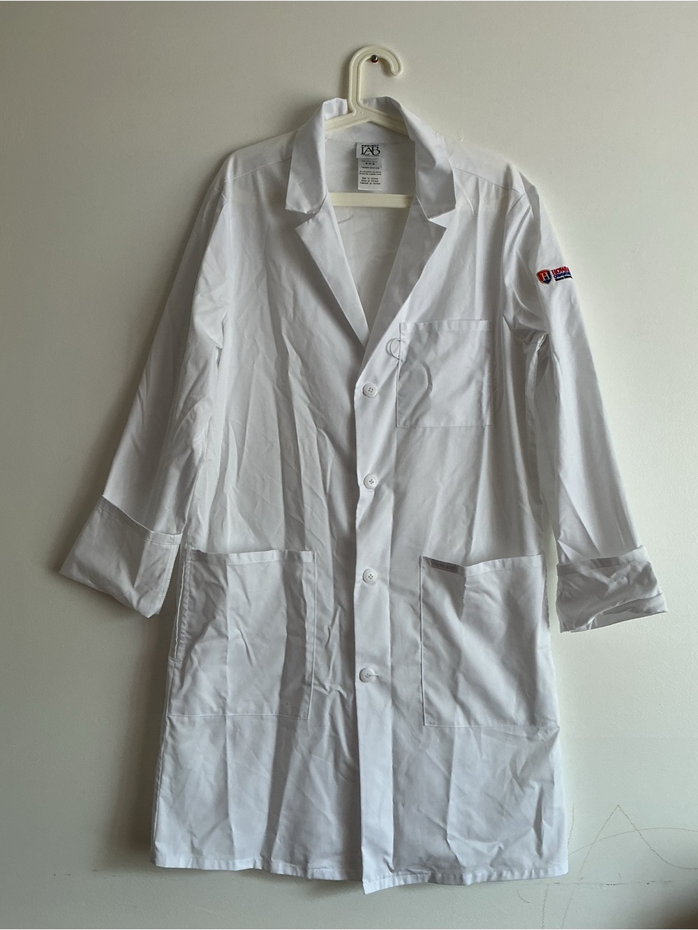 Cherokee Men's White Lab Jacket with Patch Detail